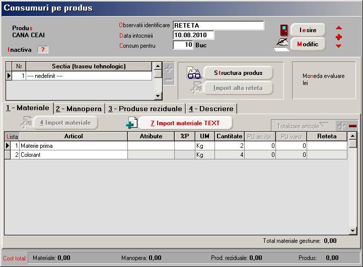 Consumuri pe produs