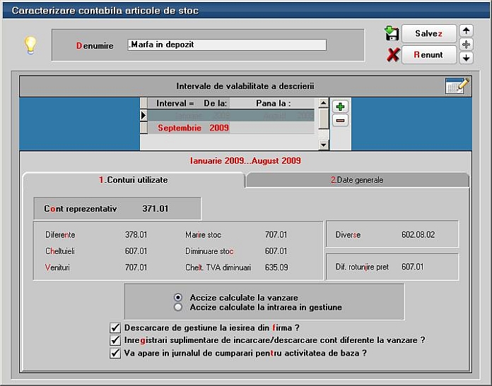 Intervale de valabilitate