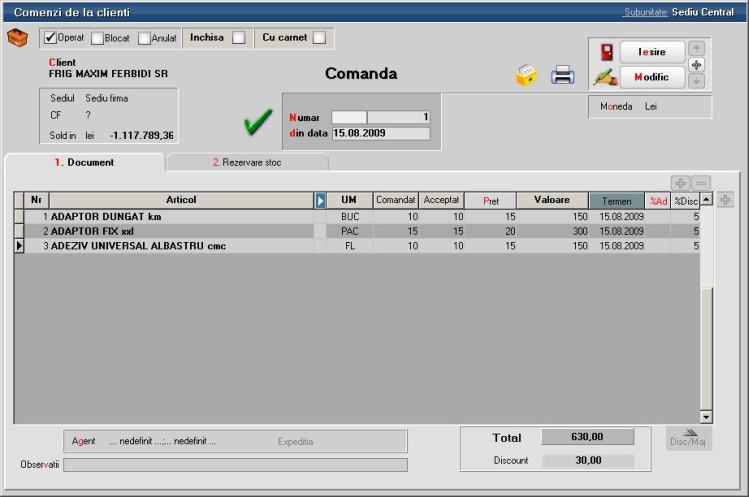 Comanda client